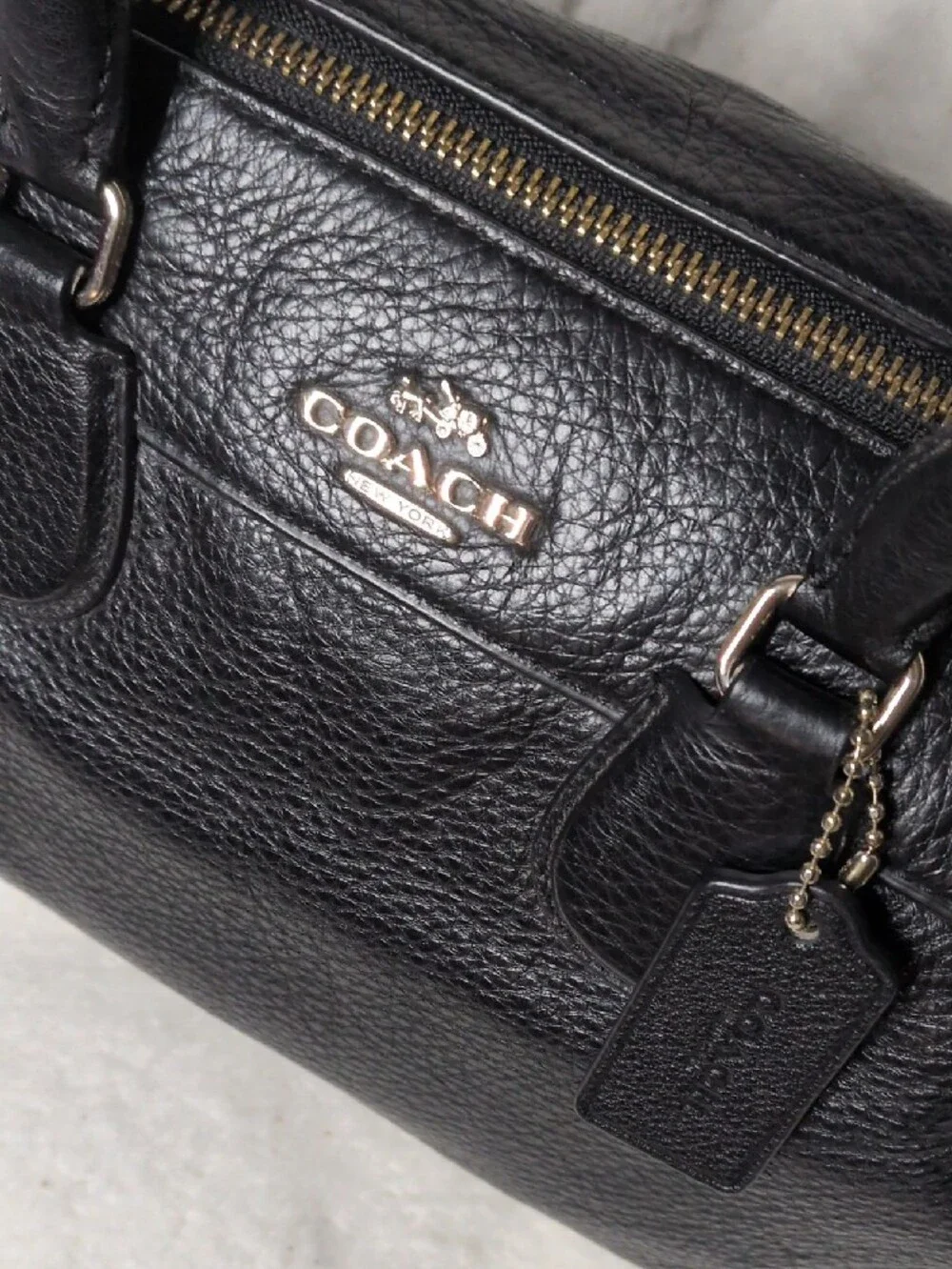 Coach Black Pebbled Leather Bennet Satchel Bag